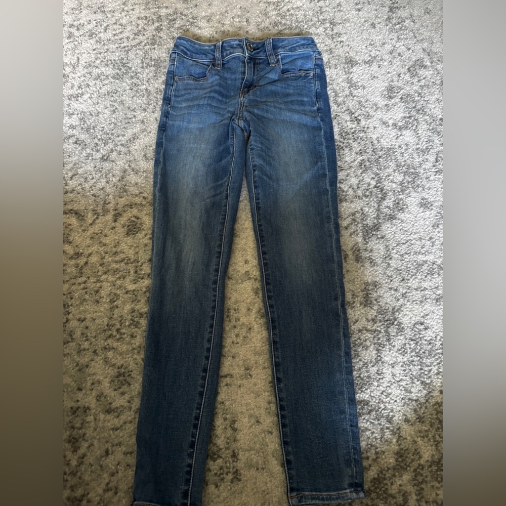 American Eagle Next Level Stretch Skinny Jeans Medium Wash Size 0 Short - Picture 3 of 4